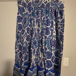 Lane Bryant Size 18/20 Blue, Purple and White Cotton Tiered Maxi Skirt